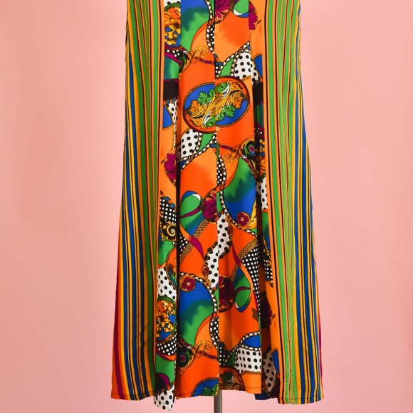 90s Vintage Colorful Striped Summer Maxi Dress - Picture 8 of 11